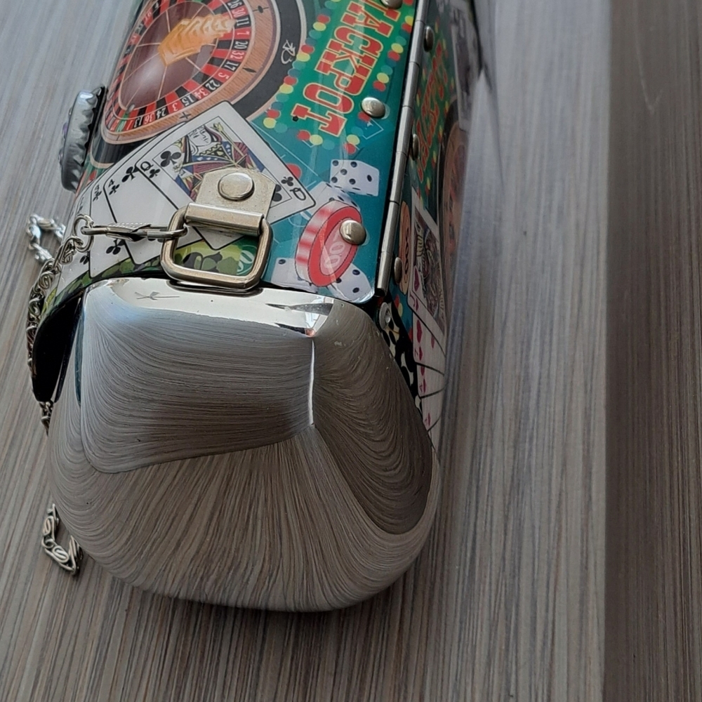 𝅺Prezzo crossbody casino rigid purse silver accents - Picture 5 of 11